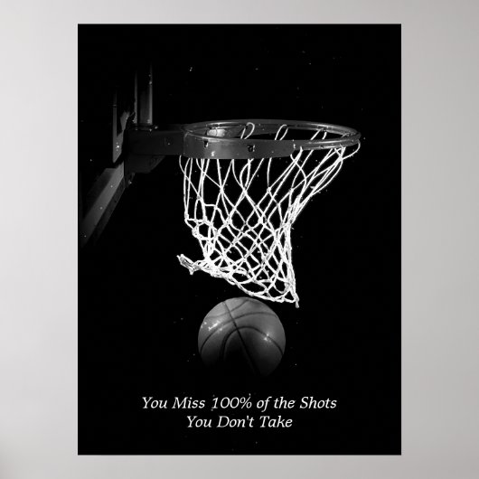 Doelstellingen Motivatie Citaat Basketball Black & Poster (Voorkant)