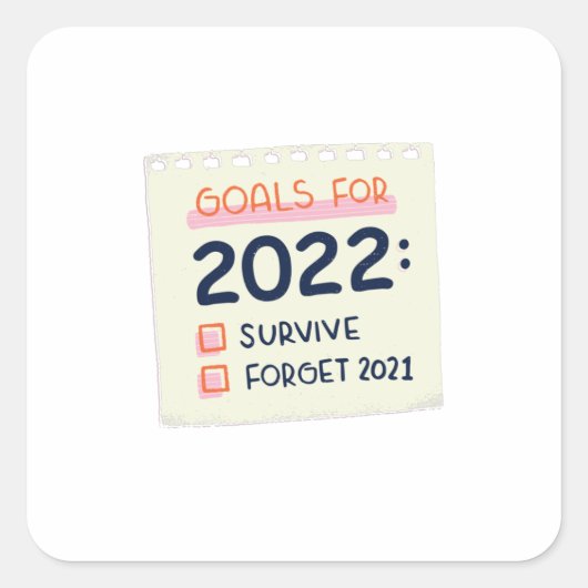 Doelstellingen voor 2022: Survive, Vergeet 2021 Vierkante Sticker (Voorkant)