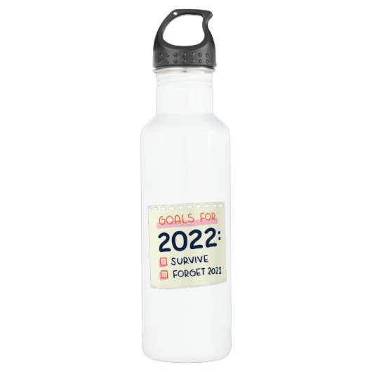 Doelstellingen voor 2022: Survive, Vergeet 2021 Waterfles (Voorkant)