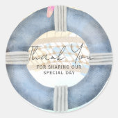 Doelstrand bruiloft kust ronde sticker (Voorkant)