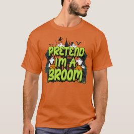Doen alsof in een bezempak Halloween grappig T-shirt