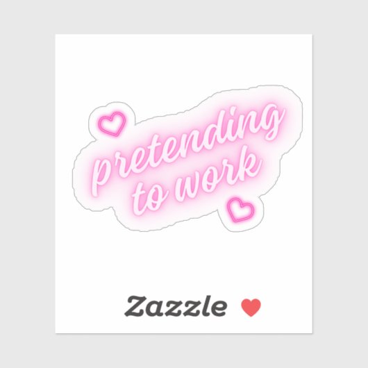 Doen alsof je werkt | Pink Hearts Neon Schattige F Sticker (Vel)