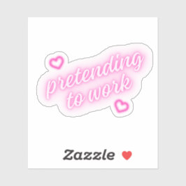 Doen alsof je werkt | Roze Harten Neon Lief Leuk Sticker