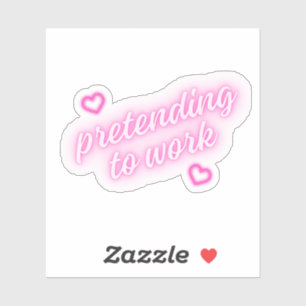 Doen alsof je werkt Roze Harten Neon Lief Leuk Sticker