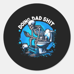 Doen Pa Joke Skeleton Papa Grappige Papa Vaders Ronde Sticker