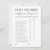 Does Bride Know the Groom? Shower Activity Card Kaart (Voorkant)
