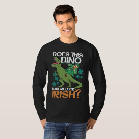 Does This Dino Makes Me Look Irish  St Patrick's D T-shirt (Voorkant volledig)