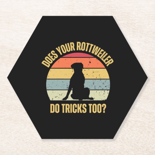 Doet je rottweiler ook trucs? kartonnen onderzetters (Voorkant)