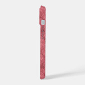 Dof rood denim patroon iPhone 15 case (Linkerkant)