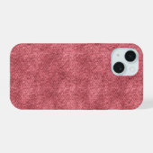 Dof rood denim patroon iPhone 15 case (Achterkant horizontaal)