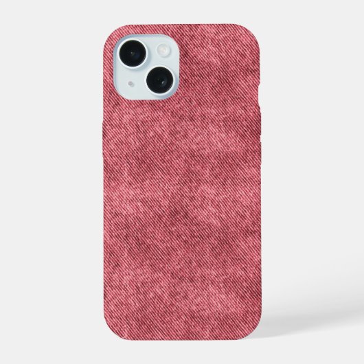 Dof rood denim patroon iPhone 15 case (Achterkant)