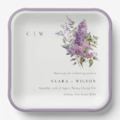 Dofpaarse Aquarel Cottage Bloemige Bruiloft Papieren Bordje (Voorkant)