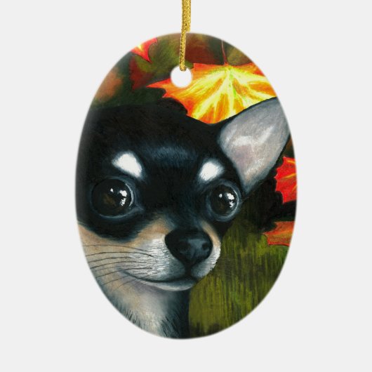 Dog 101 zwarte Chihuahua Keramisch Ornament (Voorkant)