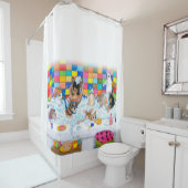 Dog 121 grappig chihuahua in bad douchegordijn (In situ)