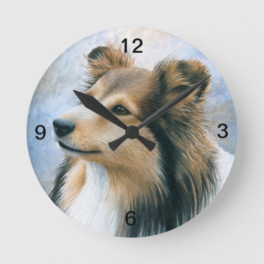 Dog 122 Sheltie Collie Ronde Klok (Voorkant)