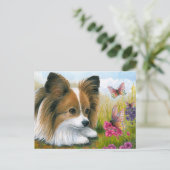 Dog 123 Papillon hond met Butterflies Briefkaart (Staand voorkant)