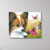 Dog 123 Papillon hond met Butterflies Canvas Afdruk (Voorkant)