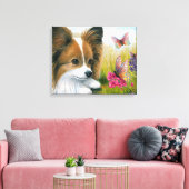 Dog 123 Papillon hond met Butterflies Canvas Afdruk (Insitu (Woonkamer))