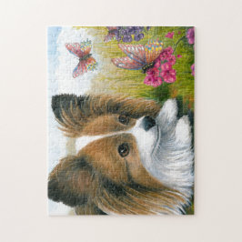 Dog 123 Papillon hond met Butterflies Legpuzzel
