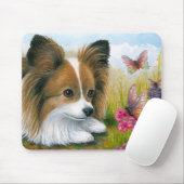 Dog 123 Papillon hond met Butterflies Muismat (Met muis)