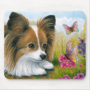 Dog 123 Papillon hond met Butterflies Muismat