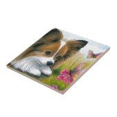 Dog 123 Papillon hond met Butterflies Tegeltje (Zijkant)