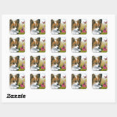 Dog 123 Papillon hond met Butterflies Vierkante Sticker (Vel)