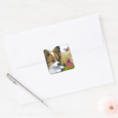 Dog 123 Papillon hond met Butterflies Vierkante Sticker (Envelop)