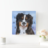 Dog 125 Bernese Mountain Vierkante Klok (Huis)