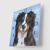 Dog 125 Bernese Mountain Vierkante Klok (Hoek)