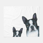 Dog 128 b/w Boston Terrier Fleece Deken (Voorkant (Horizontaal))
