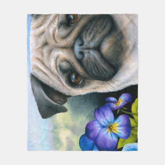 Dog 133 Pug Fleece Deken (Voorkant)
