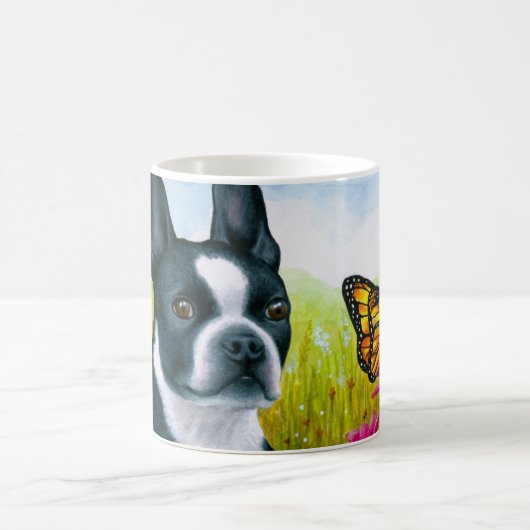 Dog 134 Boston Terrier Butterfly Koffiemok (Center)