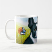Dog 134 Boston Terrier Butterfly Koffiemok (Links)
