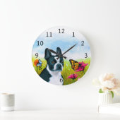 Dog 134 Boston Terrier-vlinderbloem Grote Klok (Huis)