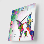 Dog 135 Boston Terrier Vierkante Klok (Hoek)