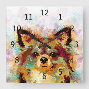 Dog 141 Chihuahua Vierkante Klok