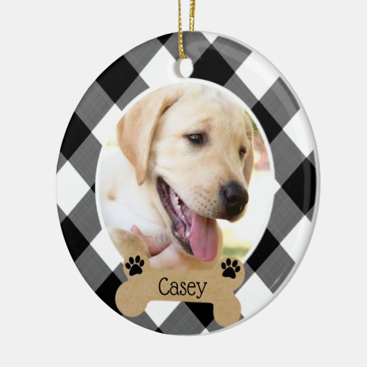 Dog 2-bits 2-fotobuffelcontrole keramisch ornament (Links)