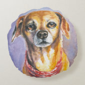 Dog 2 rond kussen (Achterkant)