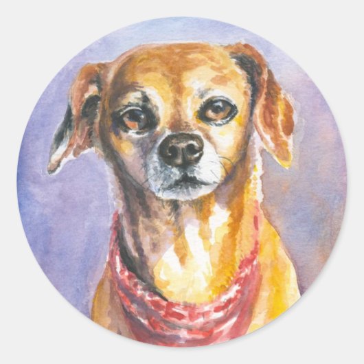 Dog 2 ronde sticker (Voorkant)