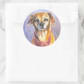 Dog 2 ronde sticker (Tas)