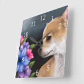 Dog 77 Chihuahua Vierkante Klok (Hoek)