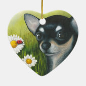 Dog 79 Black Chihuahua Keramisch Ornament (Achterkant)