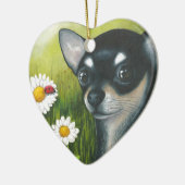 Dog 79 Black Chihuahua Keramisch Ornament (Links)