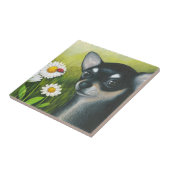 Dog 79 Black Chihuahua Tegeltje (Zijkant)