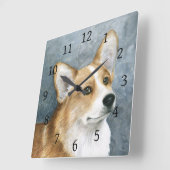 Dog 89 Corgi Vierkante Klok (Hoek)