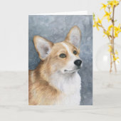 Dog 89 Corgi Wenskaart Kaart (Gele Bloem)