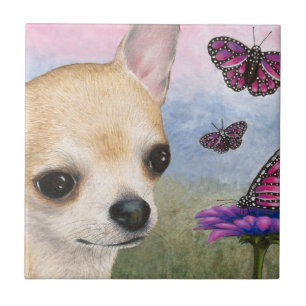 Dog 92 Chihuahua Butterfly Tegeltje