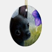 Dog 94 black Chihuahua Keramisch Ornament (Rechts)