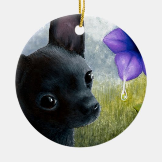 Dog 94 black Chihuahua Keramisch Ornament (Voorkant)